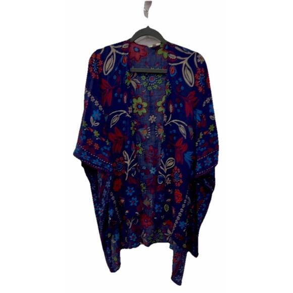 Easel Los Angeles Open Kimono Floral Large Long Bohemian Relaxed Vibrant Colors - Picture 1 of 8